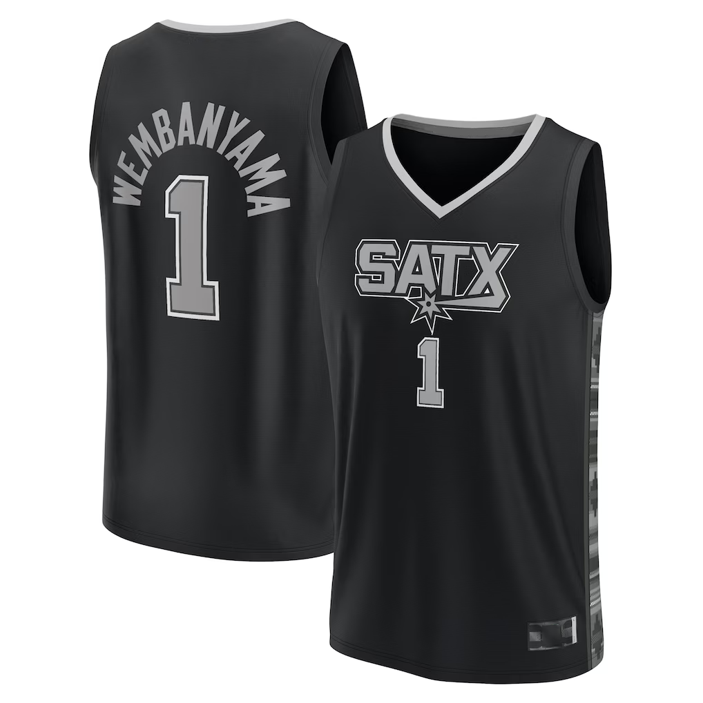 Mdoa SA.Spurs #1 Victor Wembanyama Fanatics Black Fast Break Player Jerseys - Statement Edition