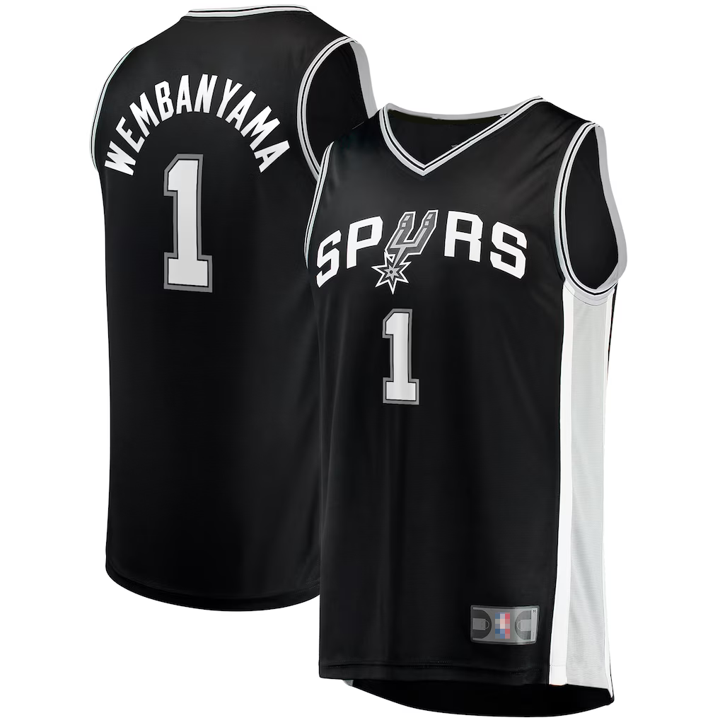 Mdoa SA.Spurs #1 Victor Wembanyama Fanatics Black Fast Break Replica Jerseys - Icon Edition