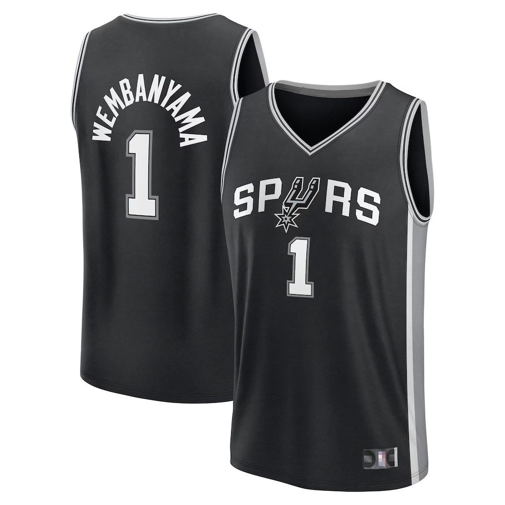 Mdoa SA.Spurs #1 Victor Wembanyama Fanatics Black Fast Break Replica Player Jerseys - Icon Edition