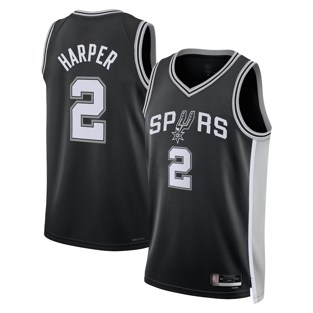 Mdoa SA.Spurs #2Dylan Harper Black 2025 NBA Draft First Round Pick Swingman Jerseys - Icon Edition