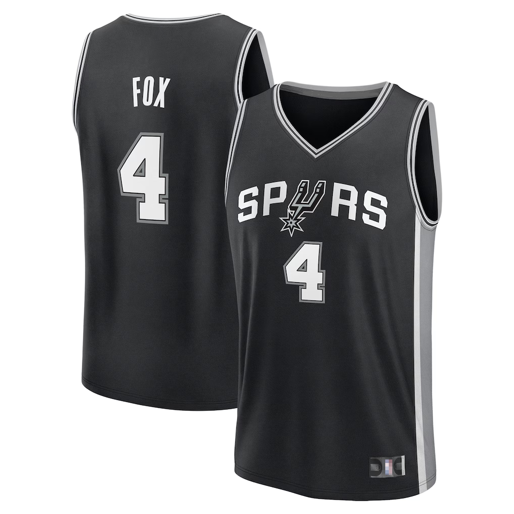 Mdoa SA.Spurs #4 De'Aaron Fox Fanatics Black Fast Break Replica Player Jerseys - Icon Edition
