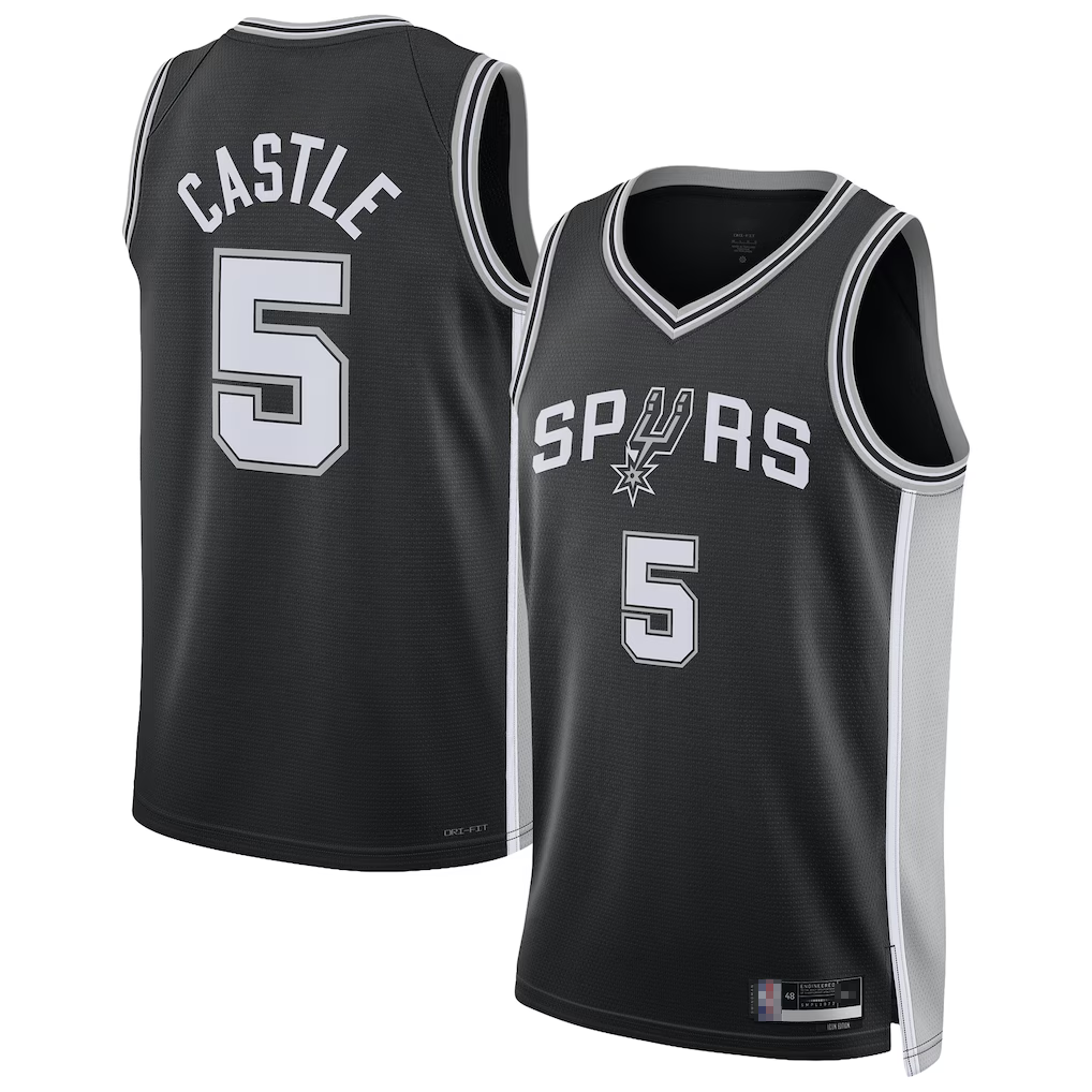 Mdoa SA.Spurs #5 Stephon Castle Black Swingman Jerseys - Icon Edition