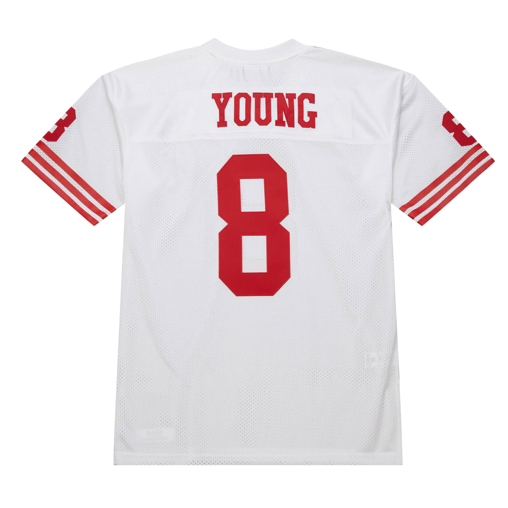 Mdoa SF.49ers 1994 #8 Steve Young Mitchell & Ness White Authentic Throwback Retired Player Stitched Puhic Jersey