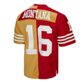Mdoa SF.49ers #16 Joe Montana Mitchell & Ness ScarletGold 1990 Split Legacy Replica Jersey