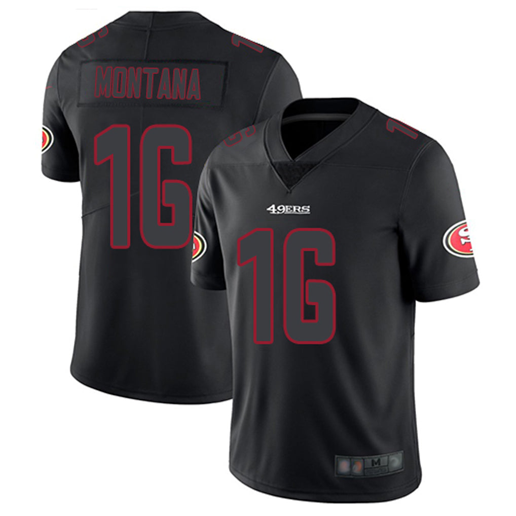 Mdoa SF.49ers #16 Joe Montana Player Black Limited Rush Impact Stitched Jerseys
