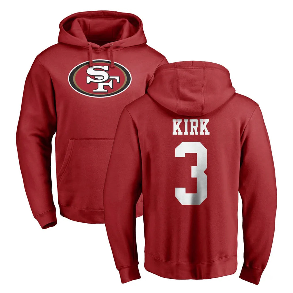 Mdoa SF.49ers #3 Christian Kirk Player Red LOGO Pullover Hoodies Home Game Stitched Jerseys