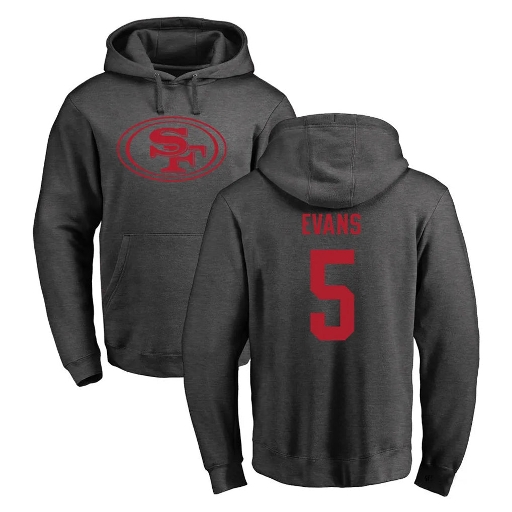 Mdoa SF.49ers #5 Mike Evans Player Anthracite Pullover Hoodies Home Game Stitched Jerseys