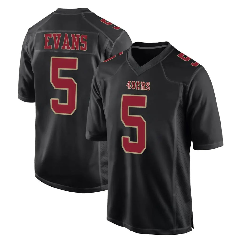 Mdoa SF.49ers #5 Mike Evans Player Black Fashion Home Game Stitched Jerseys