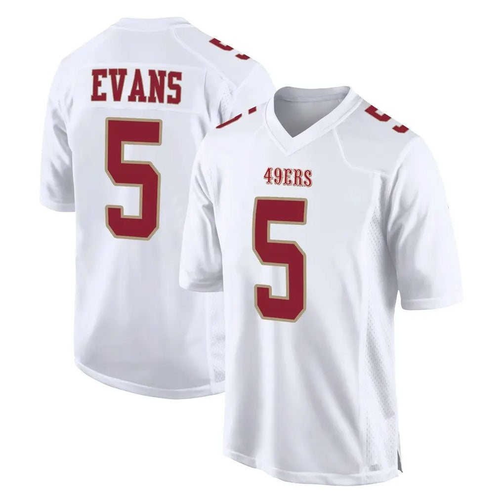 Mdoa SF.49ers #5 Mike Evans Player White Fashion Home Game Stitched Jerseys