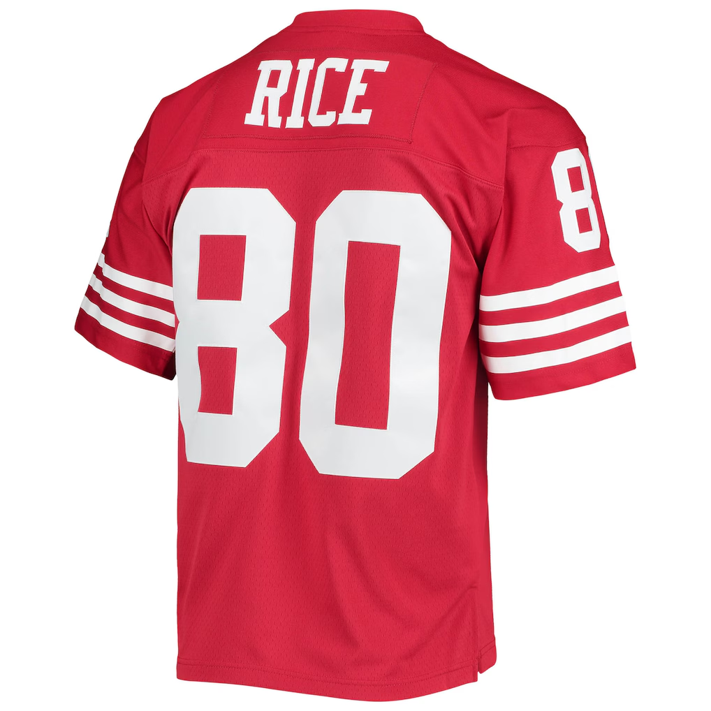 Mdoa SF.49ers #80 Jerry Rice Mitchell & Ness Scarlet Legacy Replica Jersey Stitched Puhic Game Jerseys