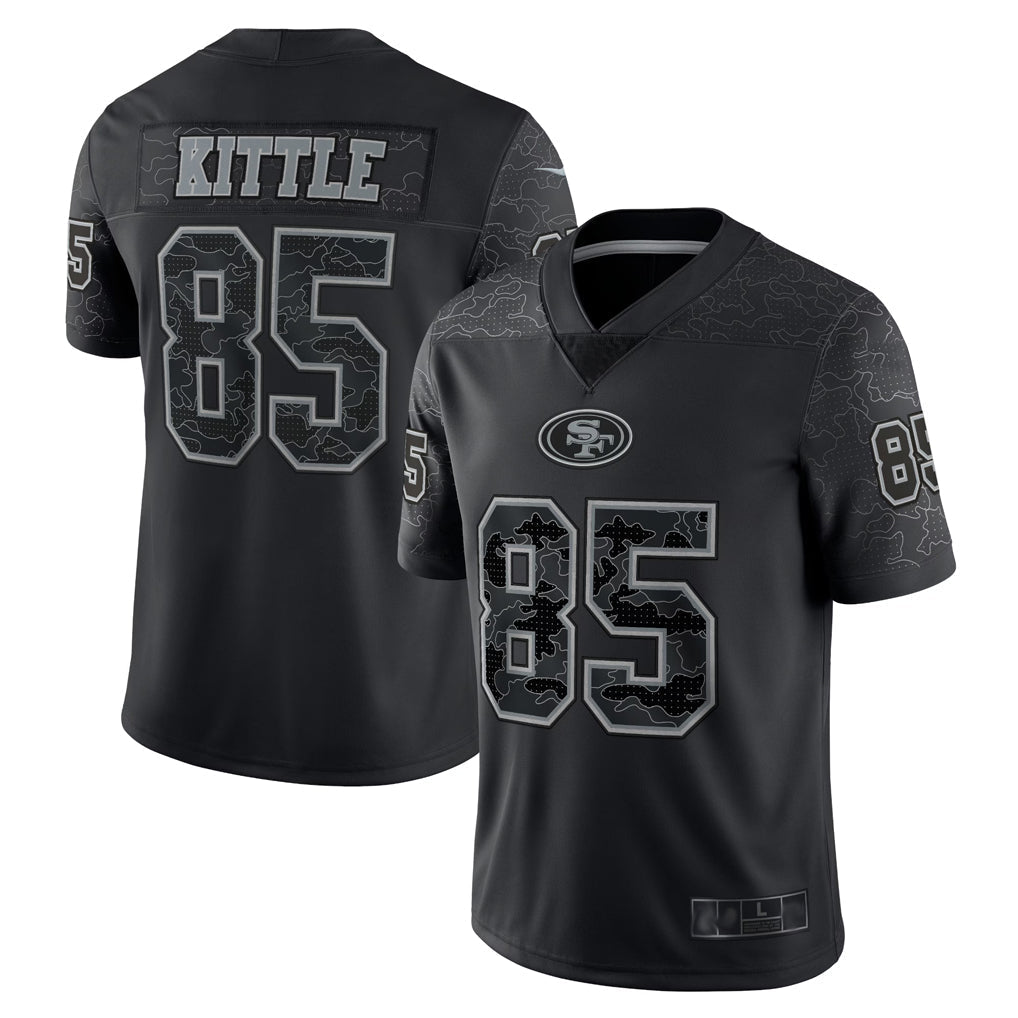 Mdoa SF.49ers #85 George Kittle Player Black RFLCTV Limited Stitched Jerseys