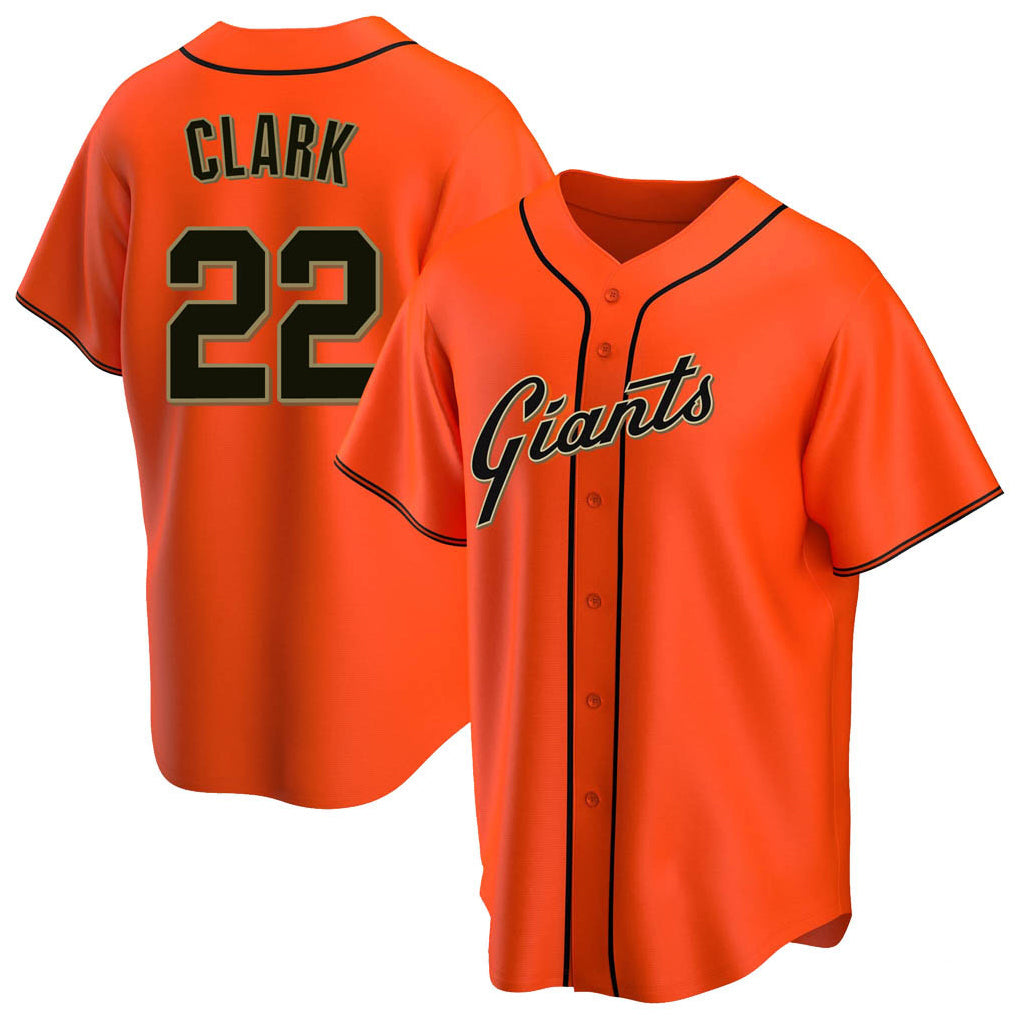 Mdoa SF.Giants #22 Will Clark Player Orange Home Game Stitched Jerseys