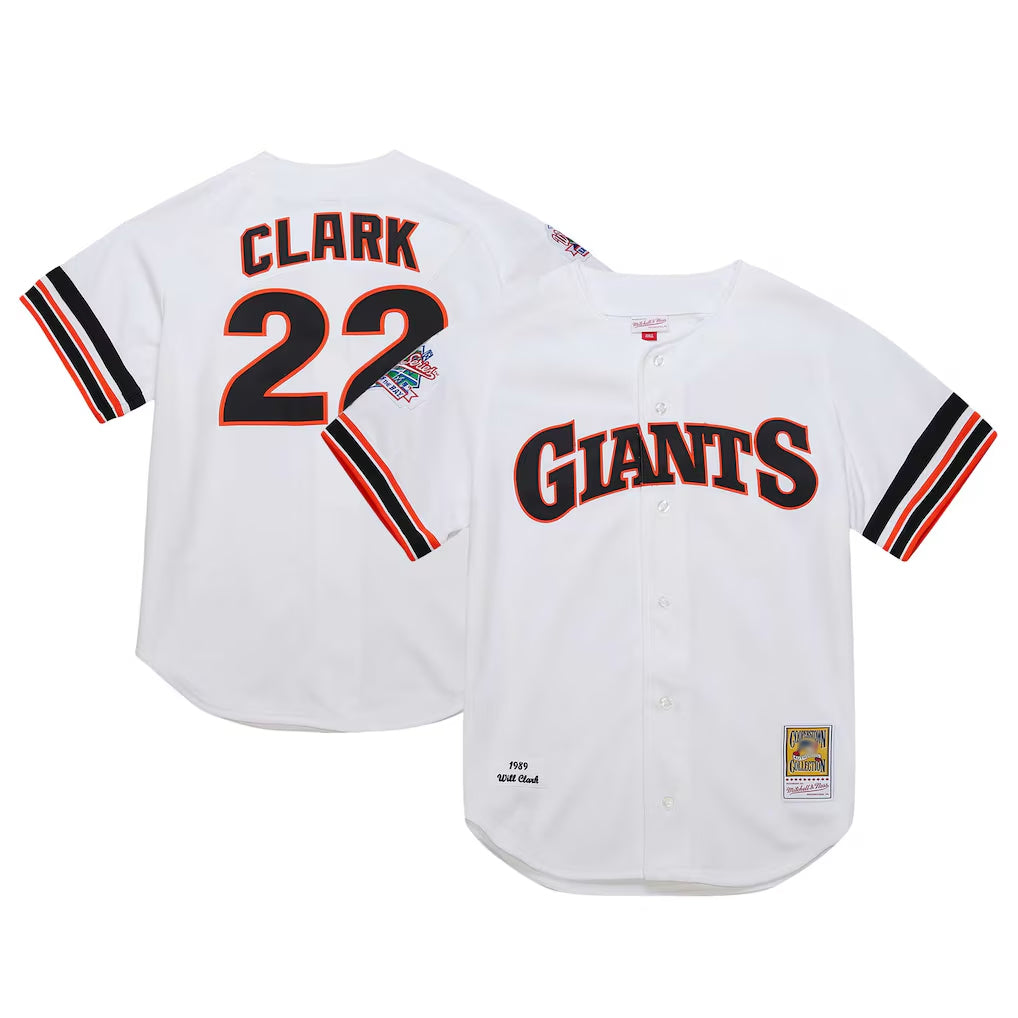 Mdoa SF.Giants #22 Will Clark Player White Mitchell & Ness Cooperstown Collection 1989 Limited Stitched Jerseys