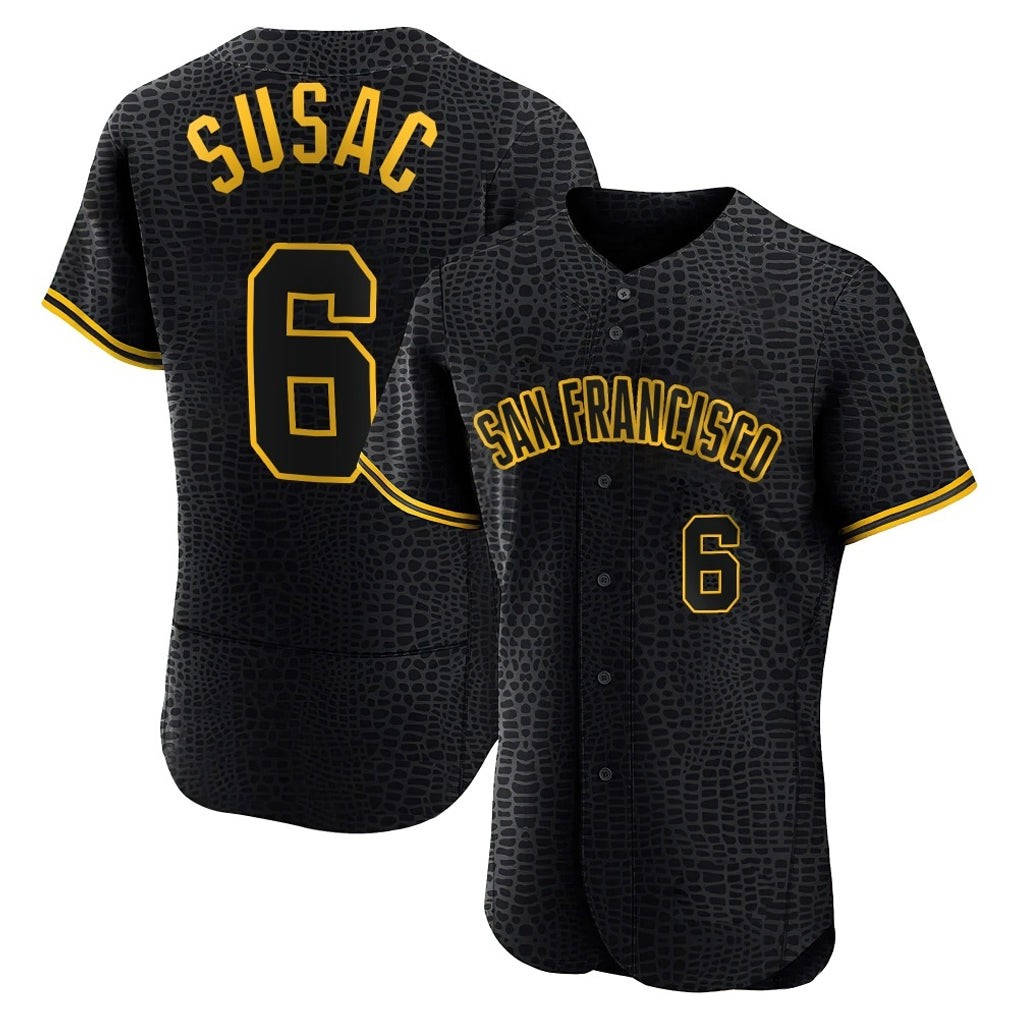 Mdoa SF.Giants #6 Daniel Susac Player Black Snake Skin City Limited Elite Stitched Jerseys