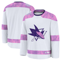 Mdoa S.Jose Sharks White 2024 Hockey Fights Cancer Practice Jerseys