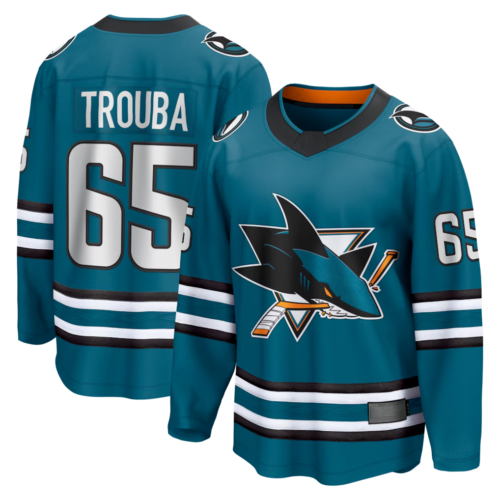 Mdoa S.Jose Sharks #65 Jacob Trouba Teal Home Breakaway Jerseys
