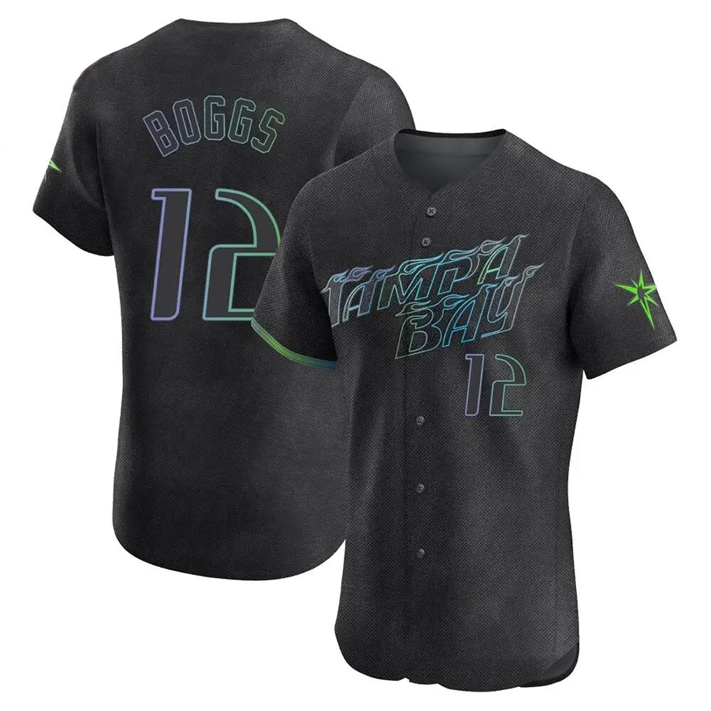 Mdoa TB.Rays #12 Wade Boggs Player Black City Connect Home Limited Elite Stitched Jerseys