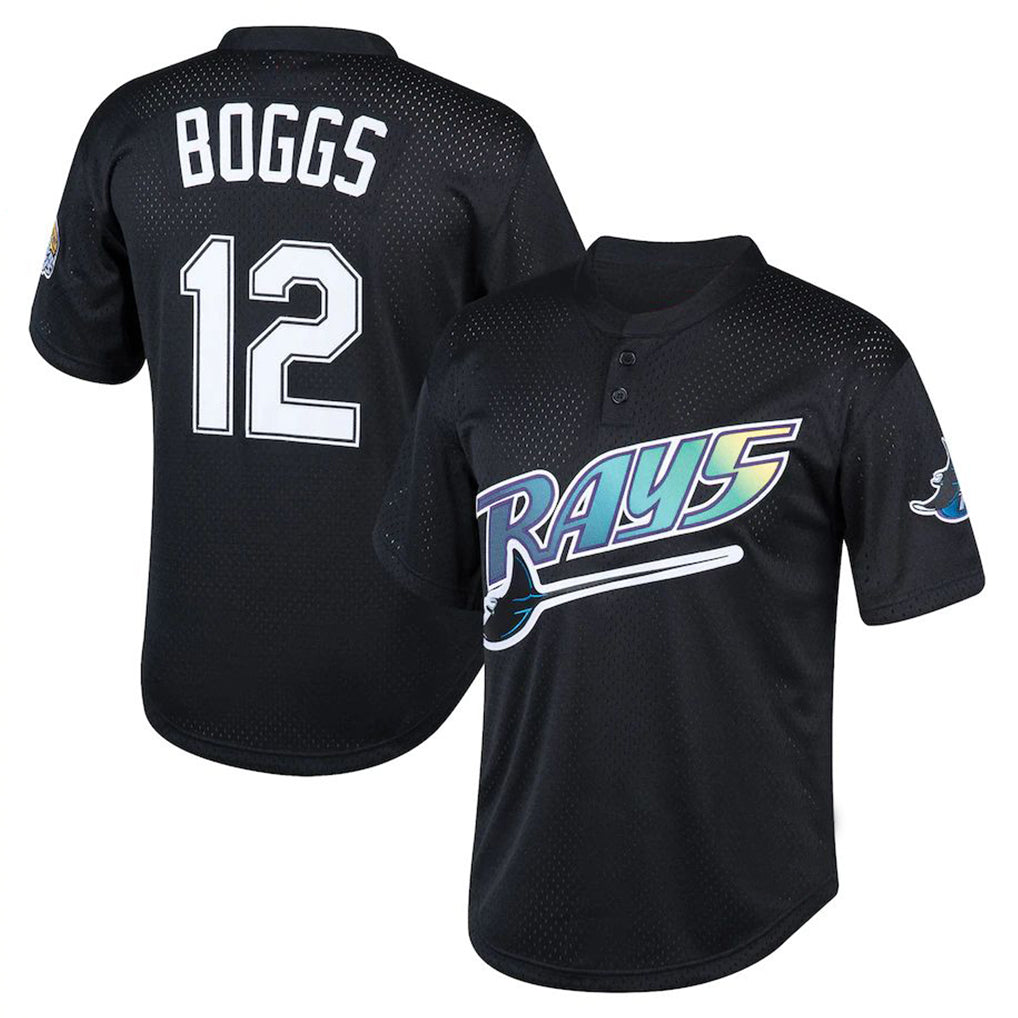 Mdoa TB.Rays #12 Wade Boggs Player Black Mitchell & Ness Cooperstown Collection Mesh Batting Practice Stitched Jerseys