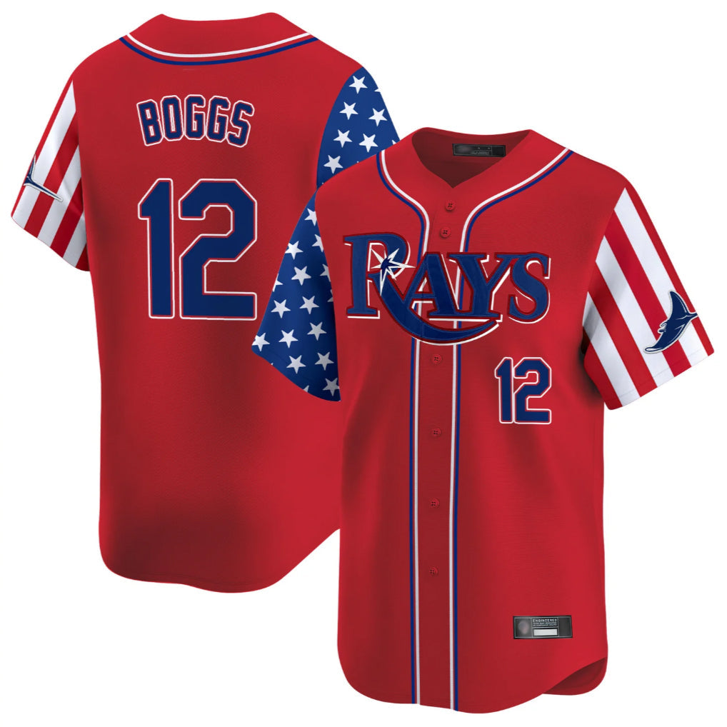 Mdoa TB.Rays #12 Wade Boggs Player Red 2025 Independence Day Vapor Premier Limited Stitched Jerseys