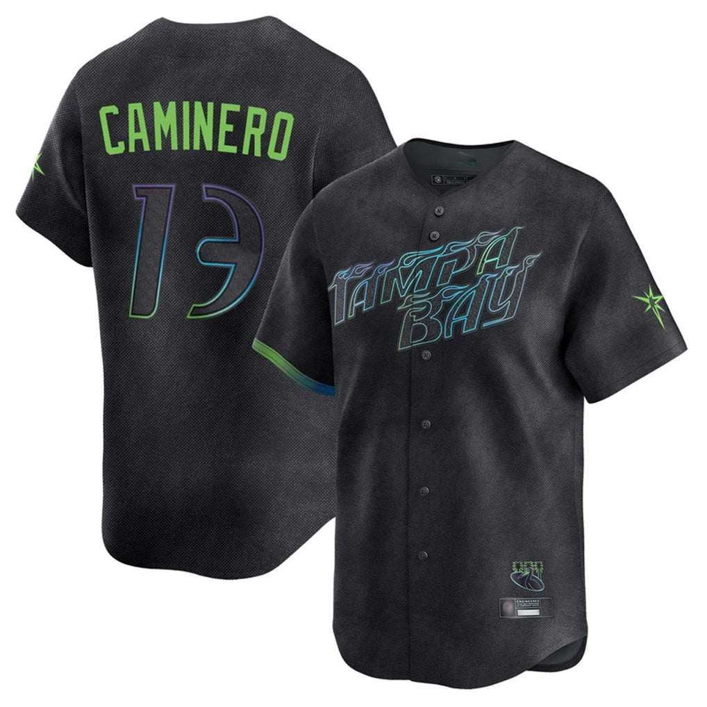 Mdoa TB.Rays #13 Junior Caminero Player Black City Connect Home Limited Stitched Jerseys