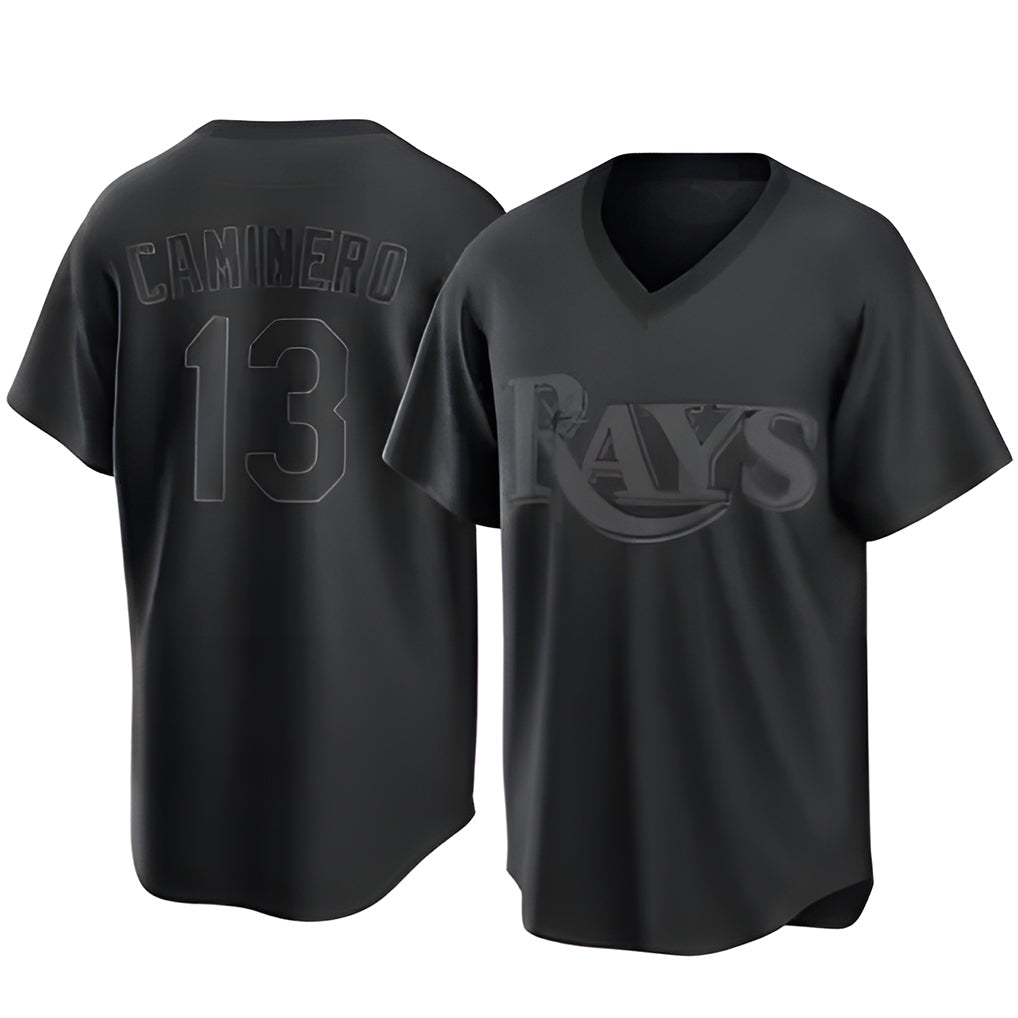 Mdoa TB.Rays #13 Junior Caminero Player Black Home Game Stitched Jerseys