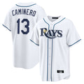 Mdoa TB.Rays #13 Junior Caminero Player White Home Game Stitched Jerseys