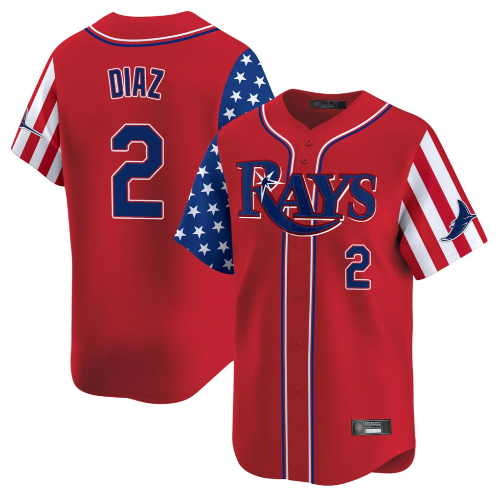 Mdoa TB.Rays #2 Yandy Diaz Player Red 2025 Independence Day Vapor Premier Limited Stitched Jerseys
