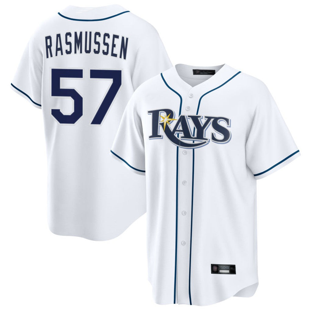 Mdoa TB.Rays #57 Drew Rasmussen Player White Home Game Stitched Jerseys