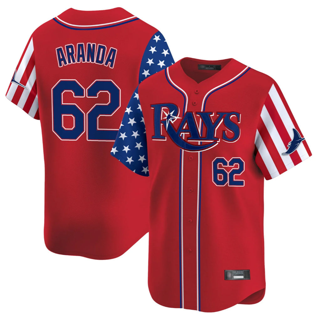 Mdoa TB.Rays #62 Jonathan Aranda Player Red 2025 Independence Day Vapor Premier Limited Stitched Jerseys