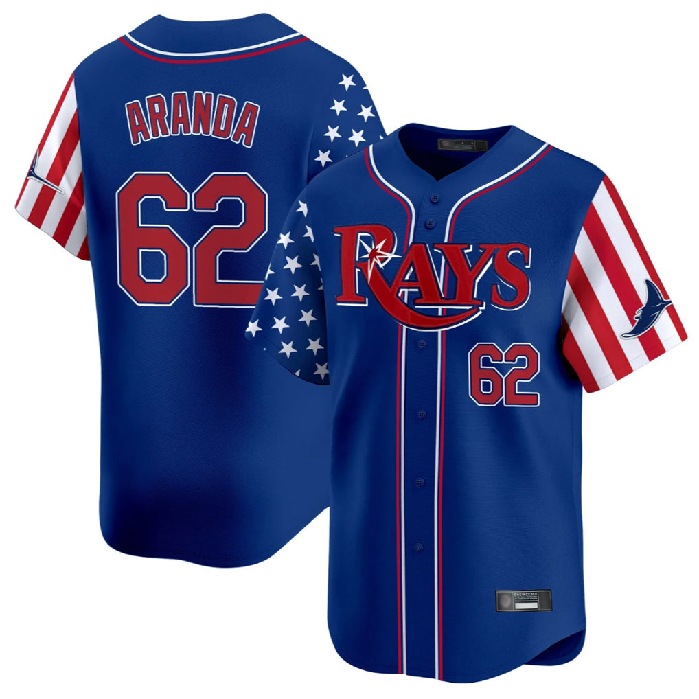 Mdoa TB.Rays #62 Jonathan Aranda Player Royal 2025 Independence Day Vapor Premier Limited Stitched Jerseys