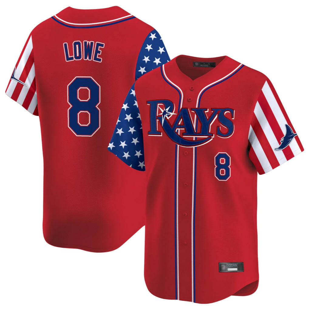 Mdoa TB.Rays #8 Brandon Lowe Player Red 2025 Independence Day Vapor Premier Limited Stitched Jerseys