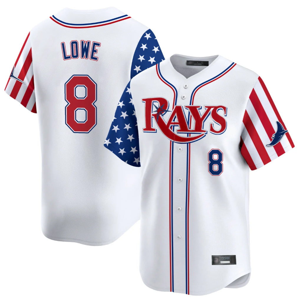 Mdoa TB.Rays TB.Rays #8 Brandon Lowe Player White 2025 Independence Day Vapor Premier Limited Stitched Jerseys