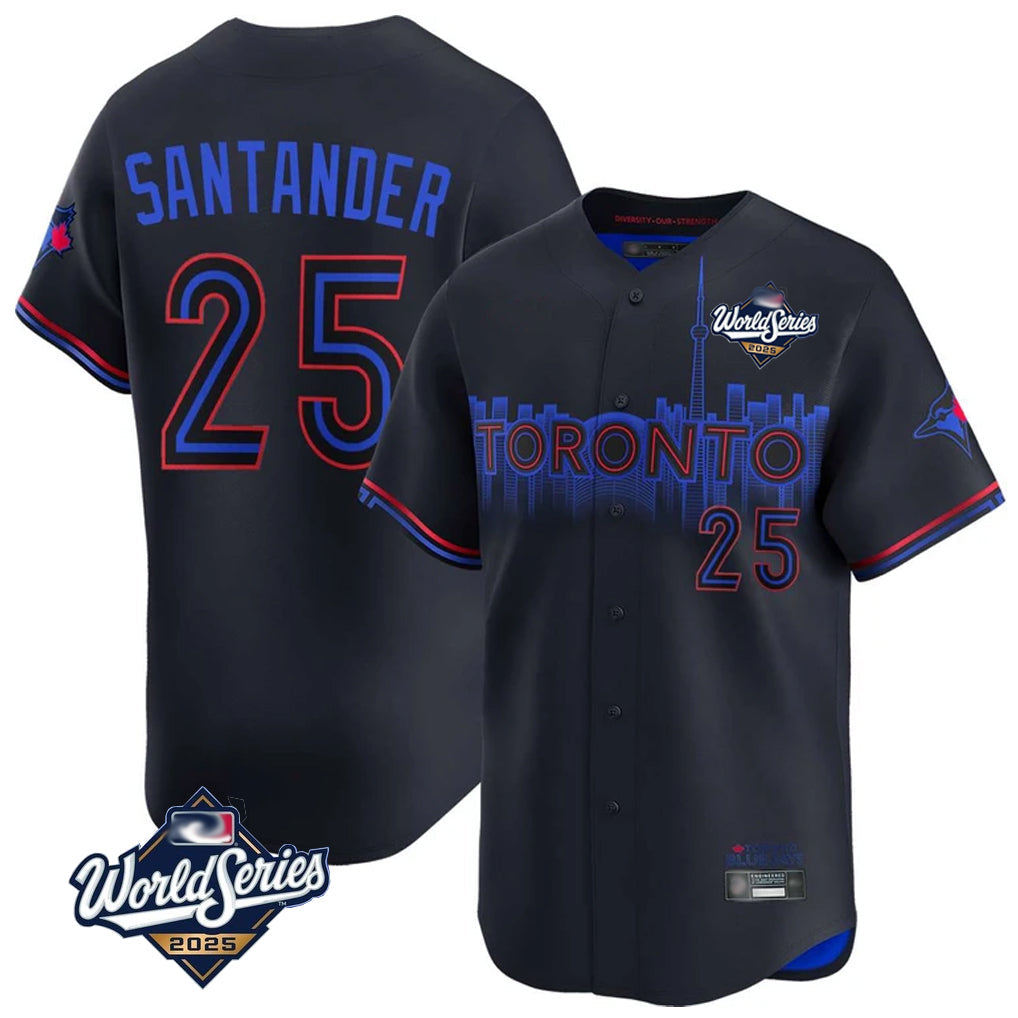 Mdoa T.Blue Jays #25 Anthony Santander Player Black&Blue 2025 World Series City Connect Limited Stitched Jerseys