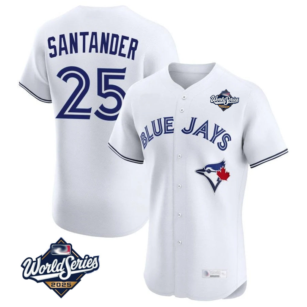 Mdoa T.Blue Jays #25 Anthony Santander Player White 2025 World Series Elite Limited Home Stitched Jerseys
