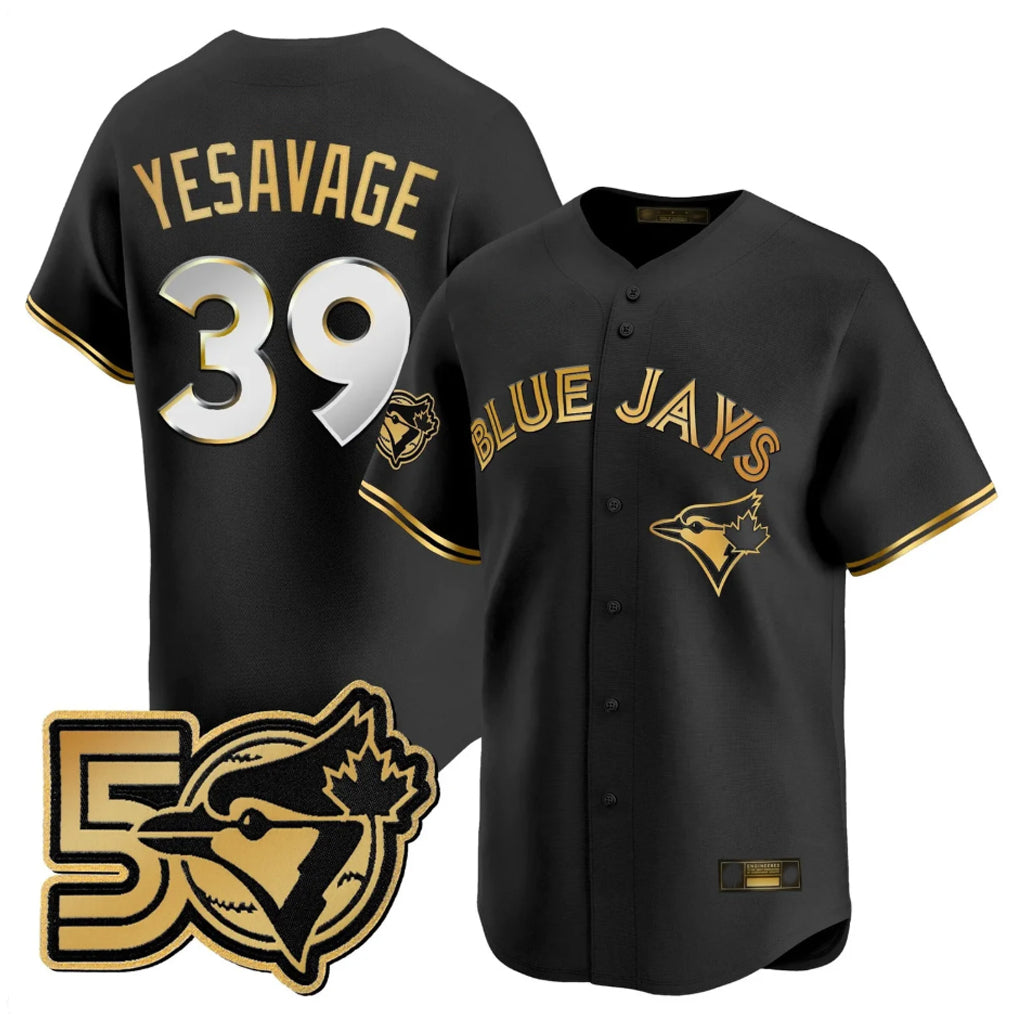 Mdoa T.Blue Jays #39 Trey Yesavage Player Black 50 Seasons Patch Vapor Premier Limited All Stitched Jerseys