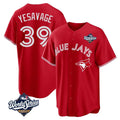 Mdoa T.Blue Jays #39 Trey Yesavage Player Red 2025 World Series Game All Stitched Jerseys