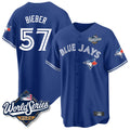 Mdoa T.Blue Jays #57 Shane Bieber Player Royal 2025 World Series All Stitched Jerseys