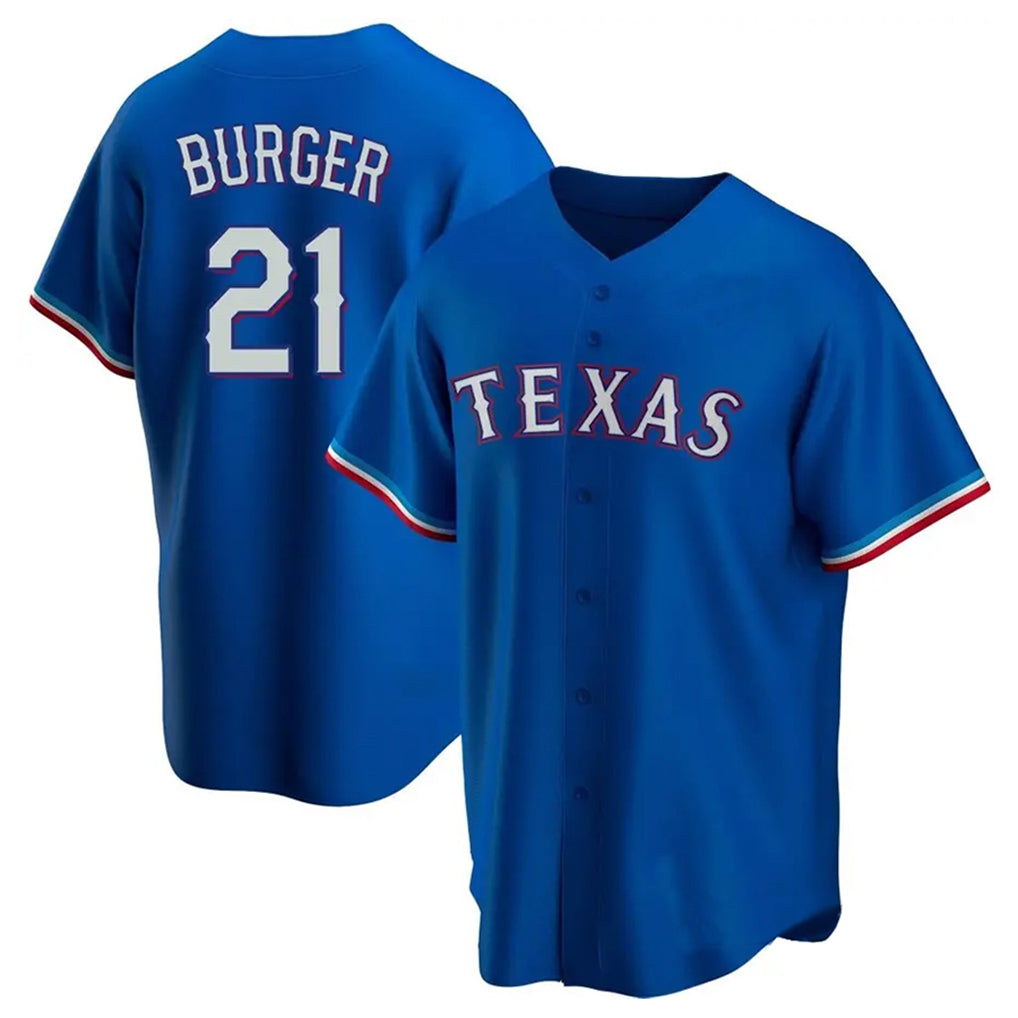 Mdoa T.Rangers #21 Jake Burger Player Royal Home Replica Game Stitched Jerseys