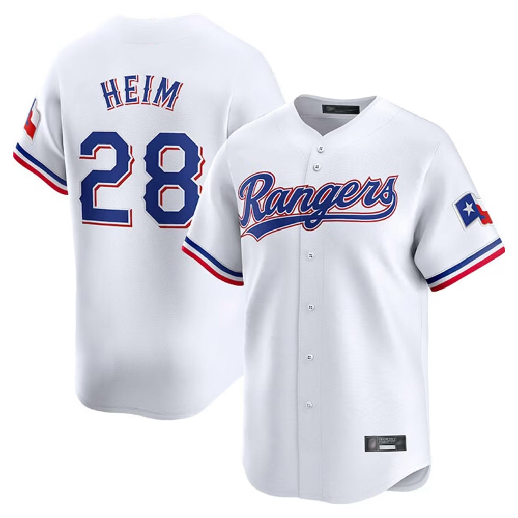 Mdoa T.Rangers #28 Jonah Heim Player White Home Limited Stitched Jerseys