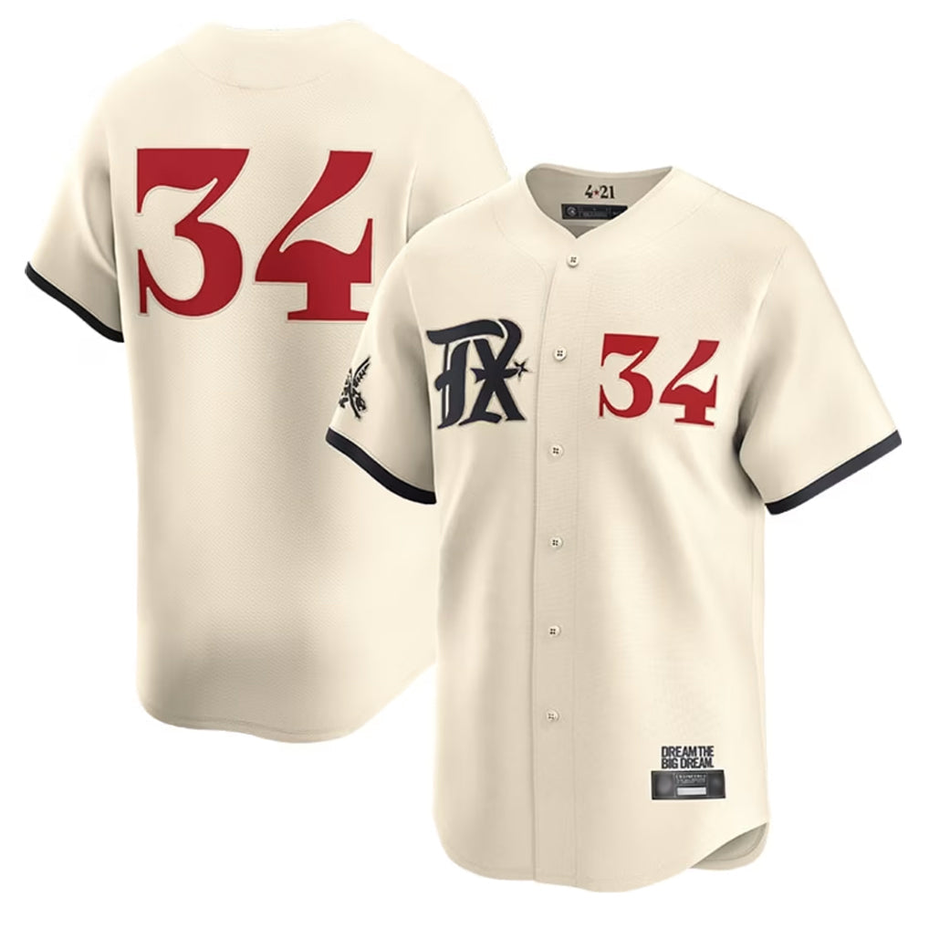 Mdoa T.Rangers #34 Nolan Ryan Player Cream City Connect Limited Cream Stitched Jerseys