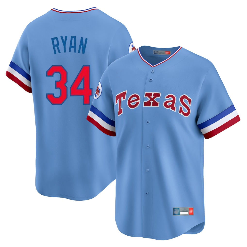 Mdoa T.Rangers #34 Nolan Ryan Player Light Blue Cooperstown Collection Limited Stitched Jerseys