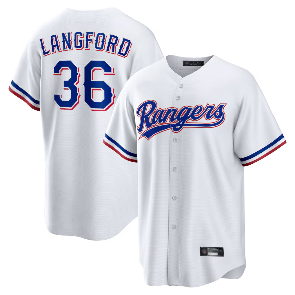 Mdoa T.Rangers #36 Wyatt Langford Player White Home Game Stitched Jerseys