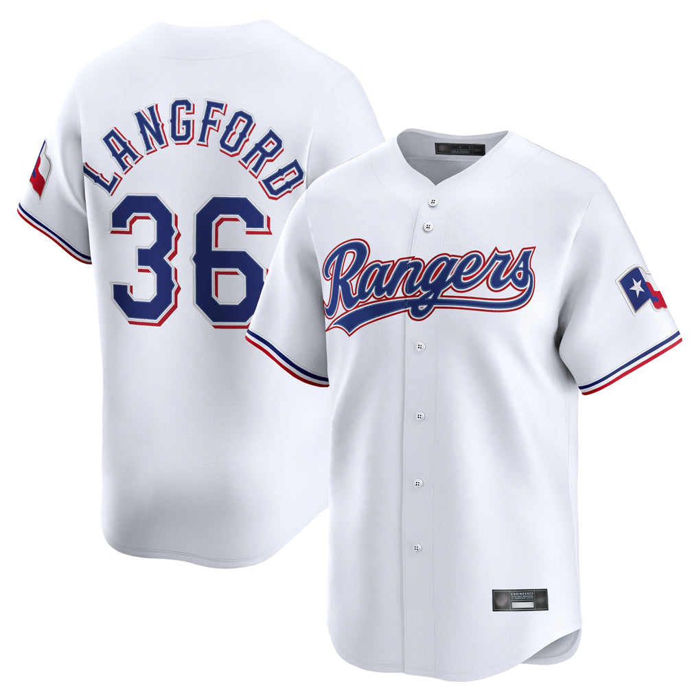 Mdoa T.Rangers #36 Wyatt Langford Player White Home Limited Stitched Jerseys