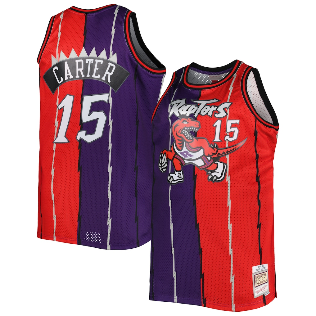 Mdoa T.Raptors Mitchell & Ness Purple Red Big & Tall Hardwood Classics 1998-99 Split Swingman Jerseys
