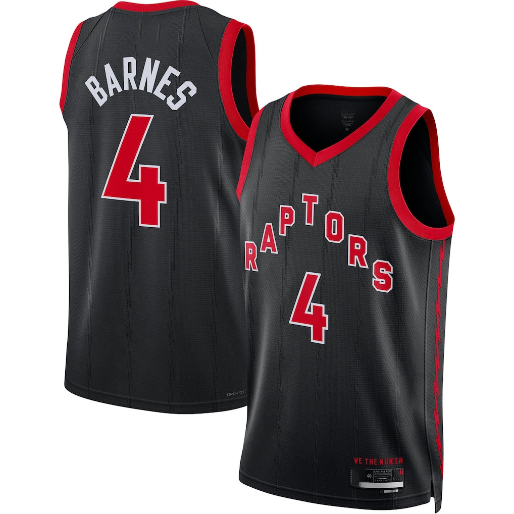 Mdoa T.Raptors #4 Scottie Barnes Black Swingman Jerseys - Statement Edition