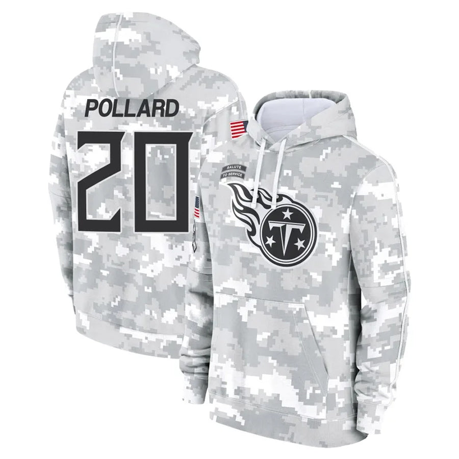 Mdoa T.Titans #20 Tony Pollard Player Arctic Camo Salute To Service Hoodies Game Stitched Jerseys