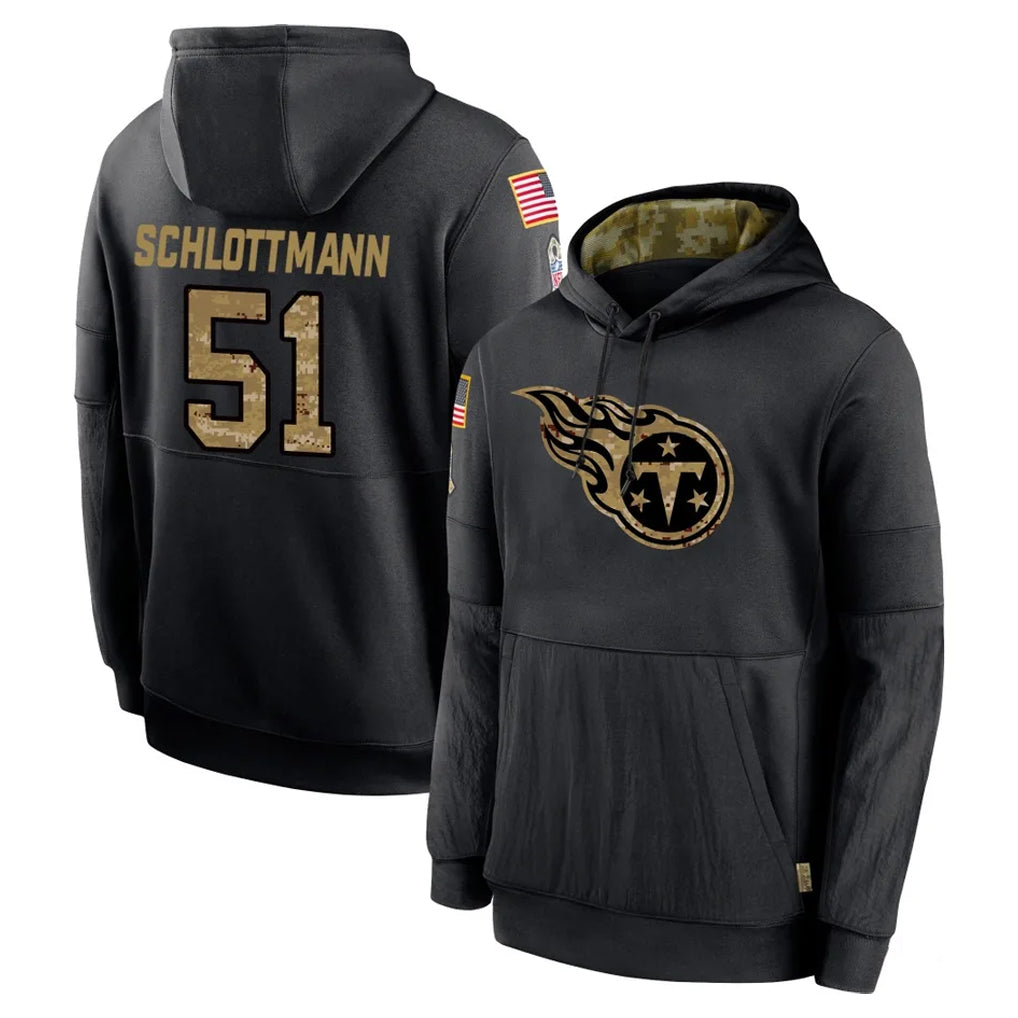 Mdoa T.Titans #51 Austin Schlottmann Player Black Salute to Service Sideline Performance Pullover Hoodies Home Game Stitched Jerseys