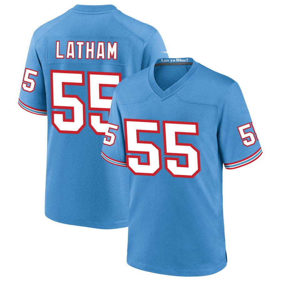 Mdoa T.Titans #55 JC Latham Player Blue Throwback Alternate Game Stitched Jerseys