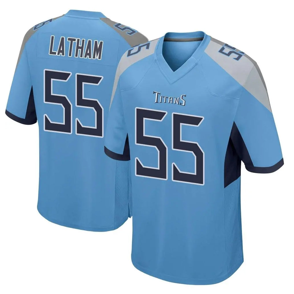 Mdoa T.Titans #55 JC Latham Player Light Blue Home Game Stitched Jerseys