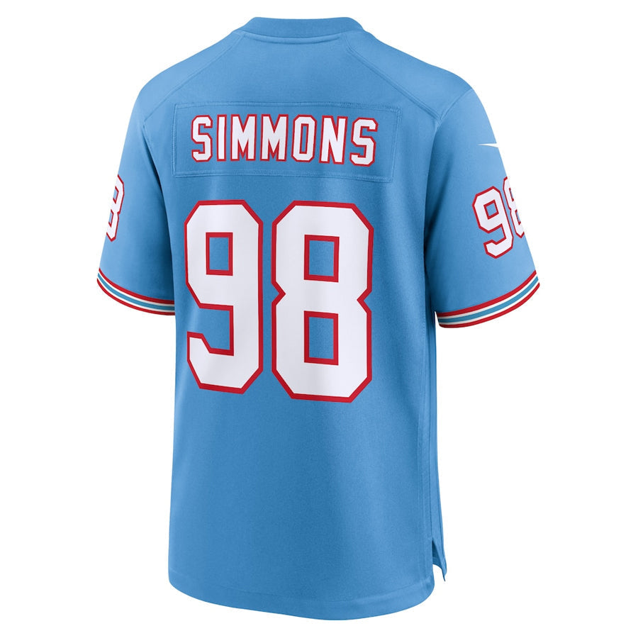 Mdoa T.Titans #98 Jeffery Simmons Player Light Blue Throwback Alternate Game Stitched Jerseys